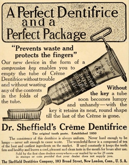 publicidad primera pasta de dientes en tubo